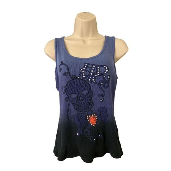 Women's Harley Davidson Ribbed tank top ombré purple,blue, Size Medium - Picture 1 of 7